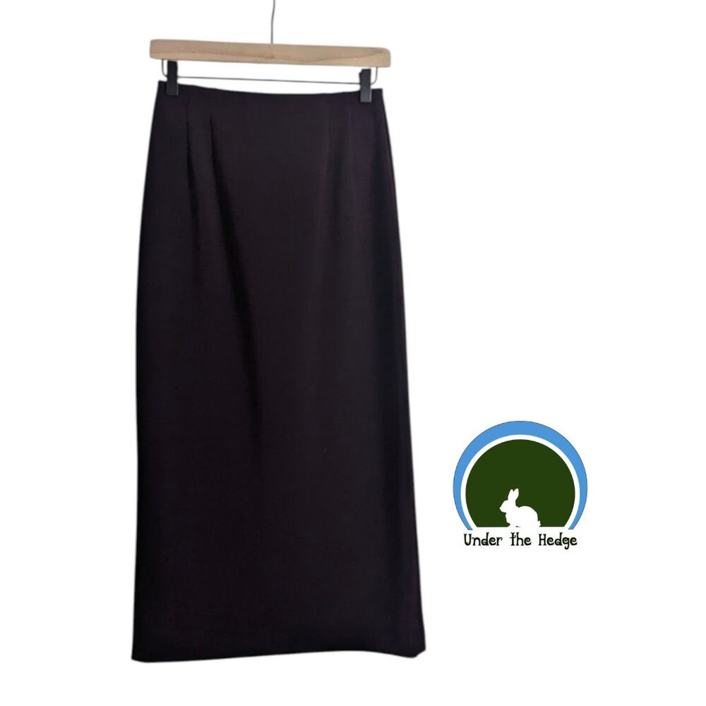 Vtg 80s Savion Deep Purple Midi Pencil Skirt Size 6 High Waist Office Classic o2